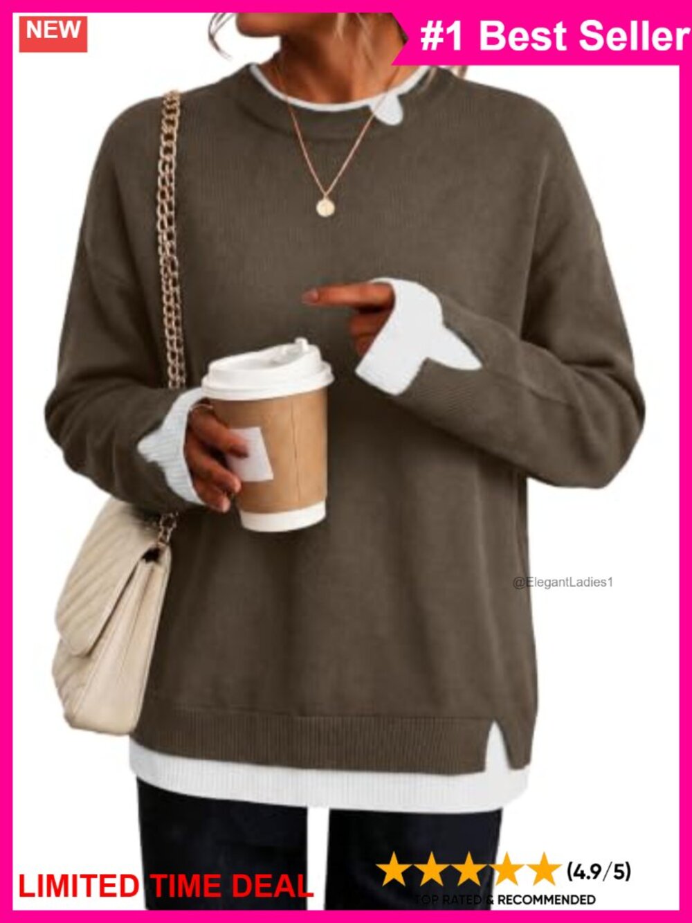 Womens Cozy Faux Layered Sweater Long Sleeve Pullover Top